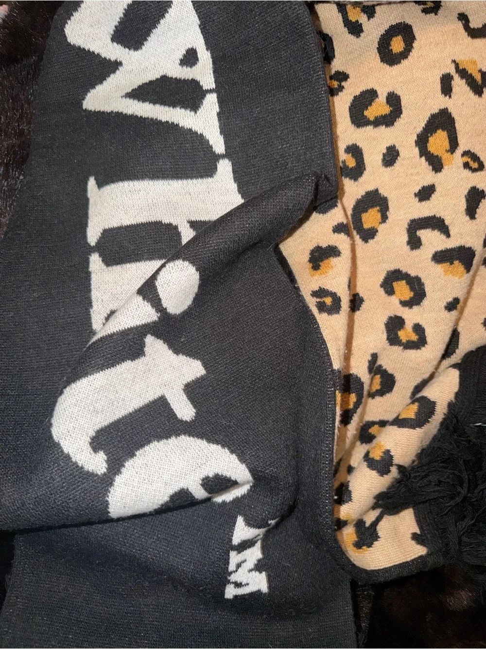 Off White Black & Beige Leopard Scarf with Arrow Motif